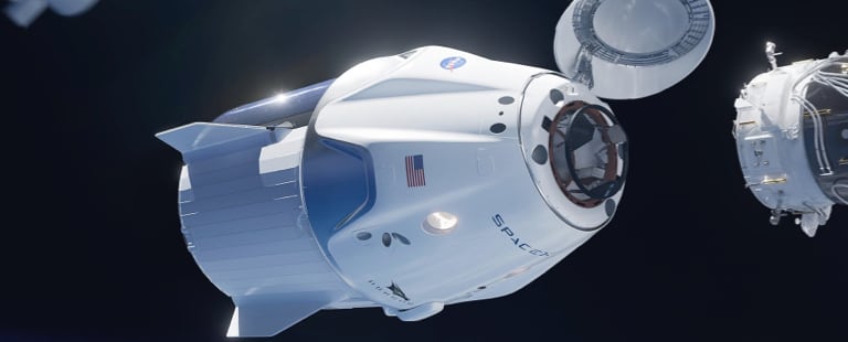 Interior of the space capsule with gym and cinema